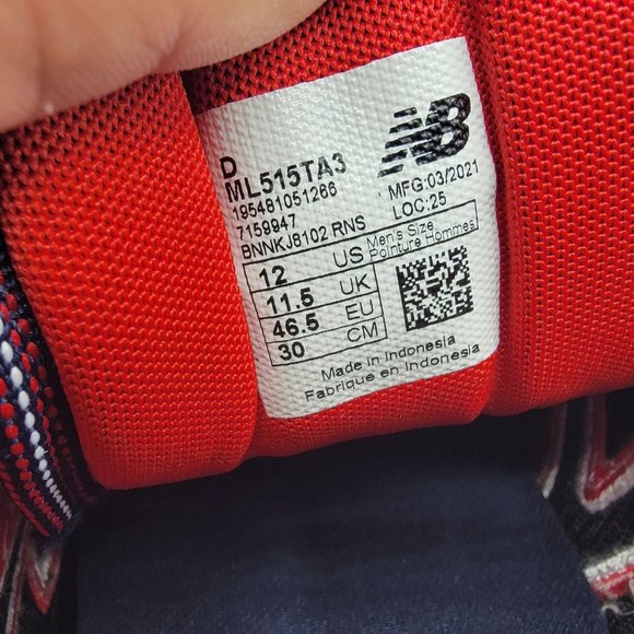 New Balance Mens 12 Gray Red Blue Sneaker Shoes Casual Walking Outdoors ML515TA3 main image 9